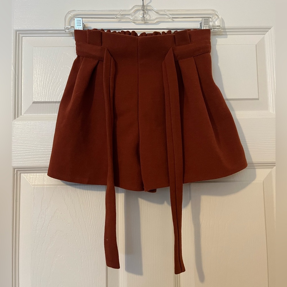 YesStyle Burnt Orange Paperbag waist Shorts